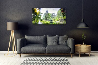 Foto op plexiglas Nature zon bos waterval