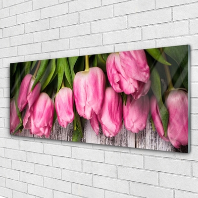 Foto op plexiglas Tulpen op muur