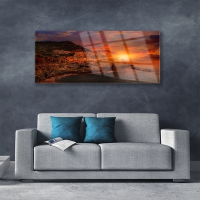 Plexiglas foto Zee landschap van de stad
