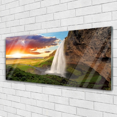 Plexiglas foto Mountain waterfall nature