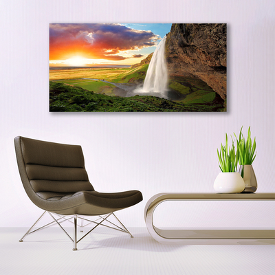 Plexiglas foto Mountain waterfall nature