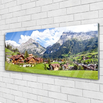 Schilderij op acrylglas Huizen landschap van de berg
