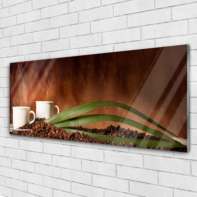 Schilderij op acrylglas Cups coffee beans kitchen