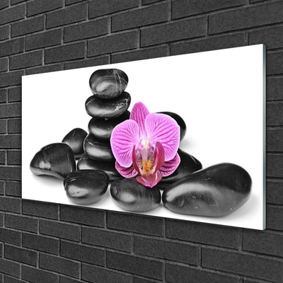 Schilderij op acrylglas Flower stones art