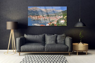 Schilderij op acrylglas City mountain overzees landschap