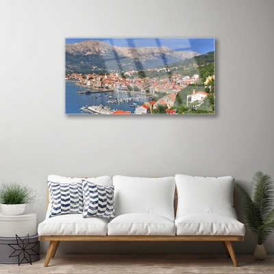 Schilderij op acrylglas City mountain overzees landschap