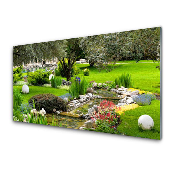 Schilderij op acrylglas Boom natuur tuin bloemen