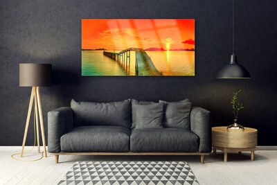 Schilderij op acrylglas Sea bridge architectuur