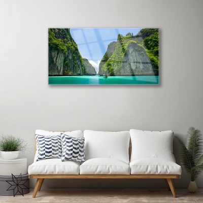 Schilderij op acrylglas Bergen water landschap bay