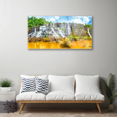 Schilderij op acrylglas Waterval trees nature