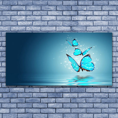 Schilderij op acrylglas Butterflies blue water art