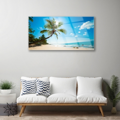 Schilderij op acrylglas Palm tree beach landschap