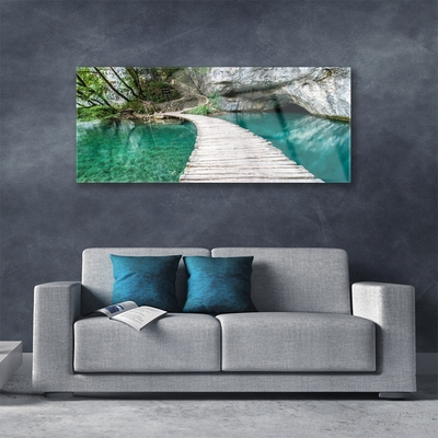 Schilderij op acrylglas Architectuur bridge lake