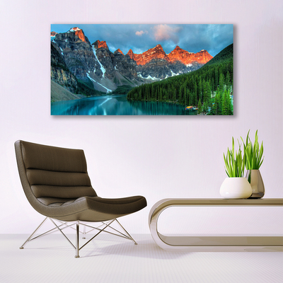 Schilderij op acrylglas Mountain forest lake landscape