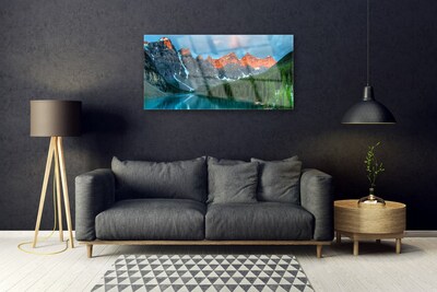 Schilderij op acrylglas Mountain forest lake landscape
