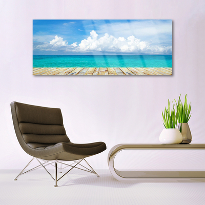 Schilderij op acrylglas Zee van wolken pier landschap