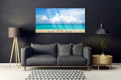 Schilderij op acrylglas Zee van wolken pier landschap