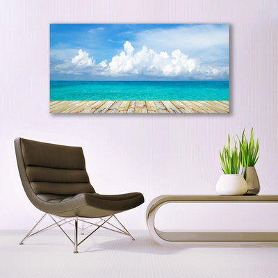 Schilderij op acrylglas Zee van wolken pier landschap