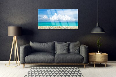 Schilderij op acrylglas Zee van wolken pier landschap