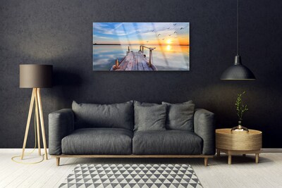 Schilderij op acrylglas Sea bridge architectuur