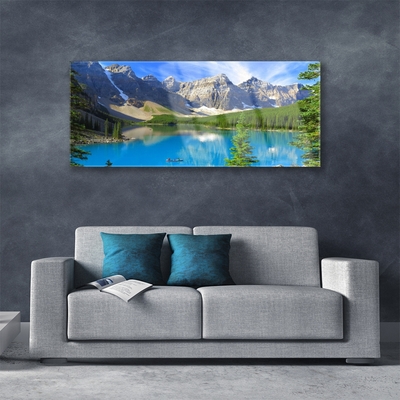 Schilderij op acrylglas Lake forest mountain landscape