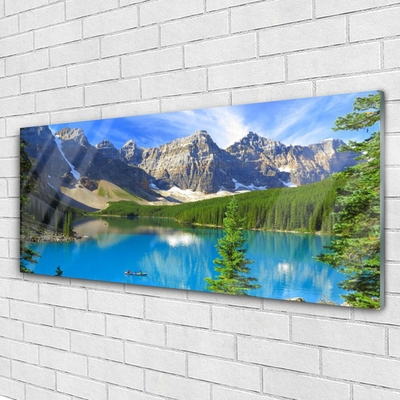 Schilderij op acrylglas Lake forest mountain landscape