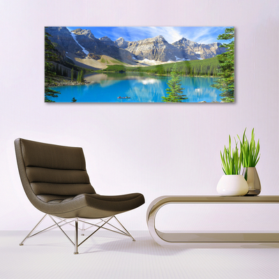 Schilderij op acrylglas Lake forest mountain landscape