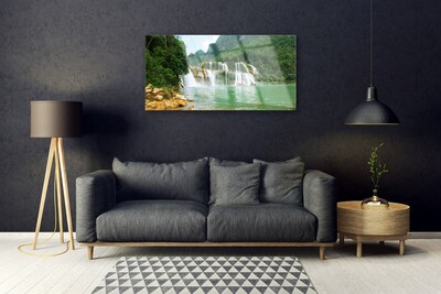 Schilderij op acrylglas Bos waterval landschap