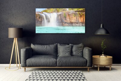 Schilderij op acrylglas Waterfall lake landscape