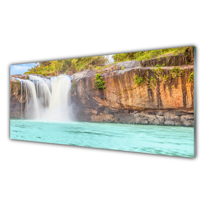 Schilderij op acrylglas Waterfall lake landscape