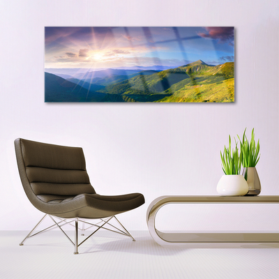 Schilderij op acrylglas Sun mountain weidelandschap