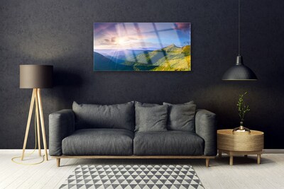 Schilderij op acrylglas Sun mountain weidelandschap