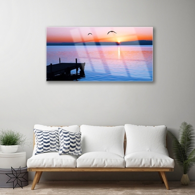 Plexiglas schilderij Sea pier zon landschap
