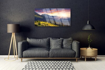 Plexiglas schilderij Sun mountain bos landschap