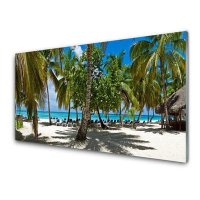 Plexiglas schilderij Beach palm trees landscape