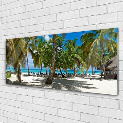 Plexiglas schilderij Beach palm trees landscape