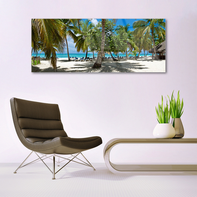 Plexiglas schilderij Beach palm trees landscape