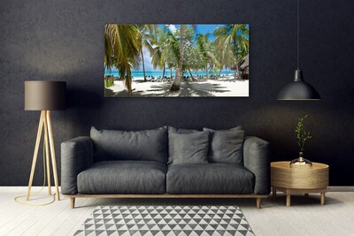 Plexiglas schilderij Beach palm trees landscape