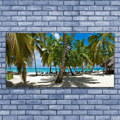 Plexiglas schilderij Beach palm trees landscape