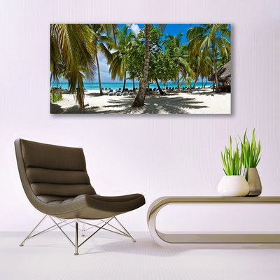 Plexiglas schilderij Beach palm trees landscape