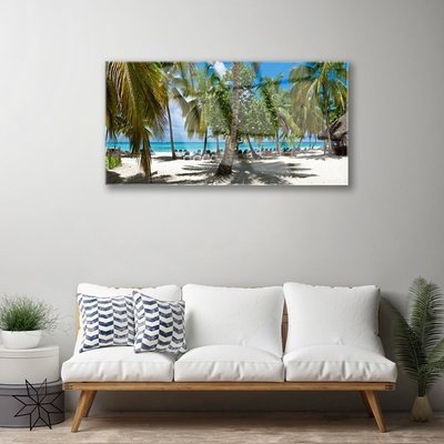 Plexiglas schilderij Beach palm trees landscape