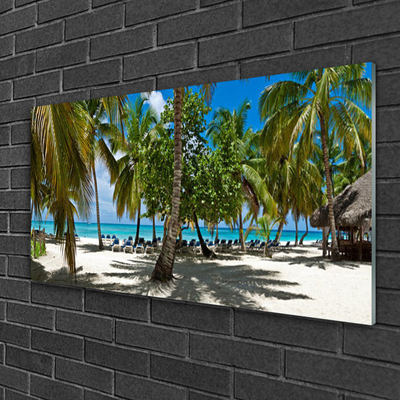 Plexiglas schilderij Beach palm trees landscape