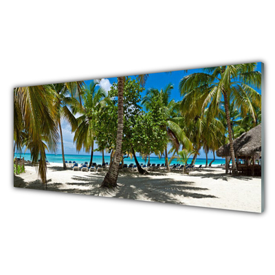 Plexiglas schilderij Beach palm trees landscape