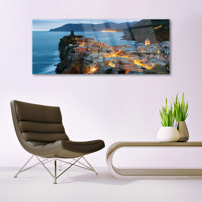 Plexiglas schilderij Sea bergen landschap van de stad