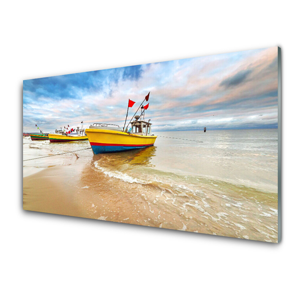 Plexiglas schilderij Boot beach overzees landschap