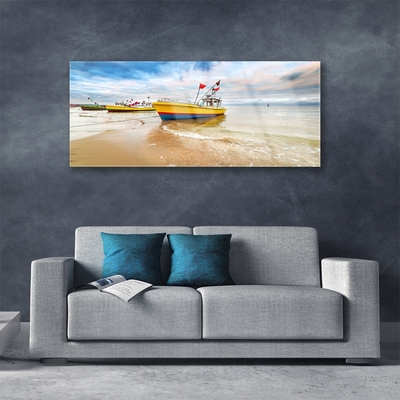 Plexiglas schilderij Boot beach overzees landschap
