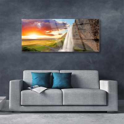 Plexiglas schilderij Waterval landschap zon