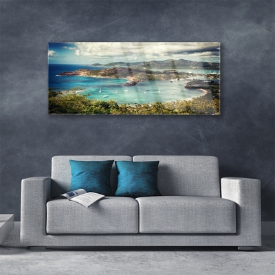 Plexiglas schilderij Bay boats landschap