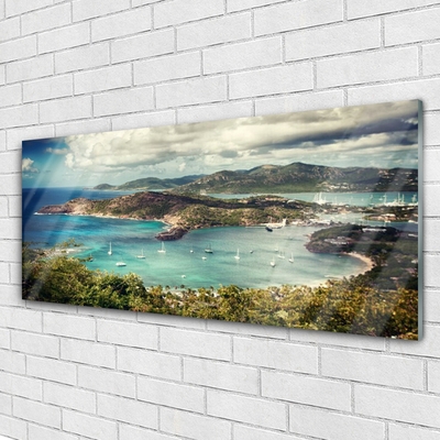 Plexiglas schilderij Bay boats landschap