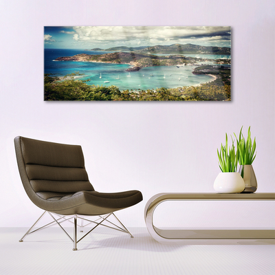Plexiglas schilderij Bay boats landschap